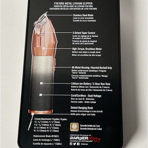 NEW Babyliss PRO ROSEFX Cordless Clipper - Rose Gold (FX870RG) - Picture 2 of 2